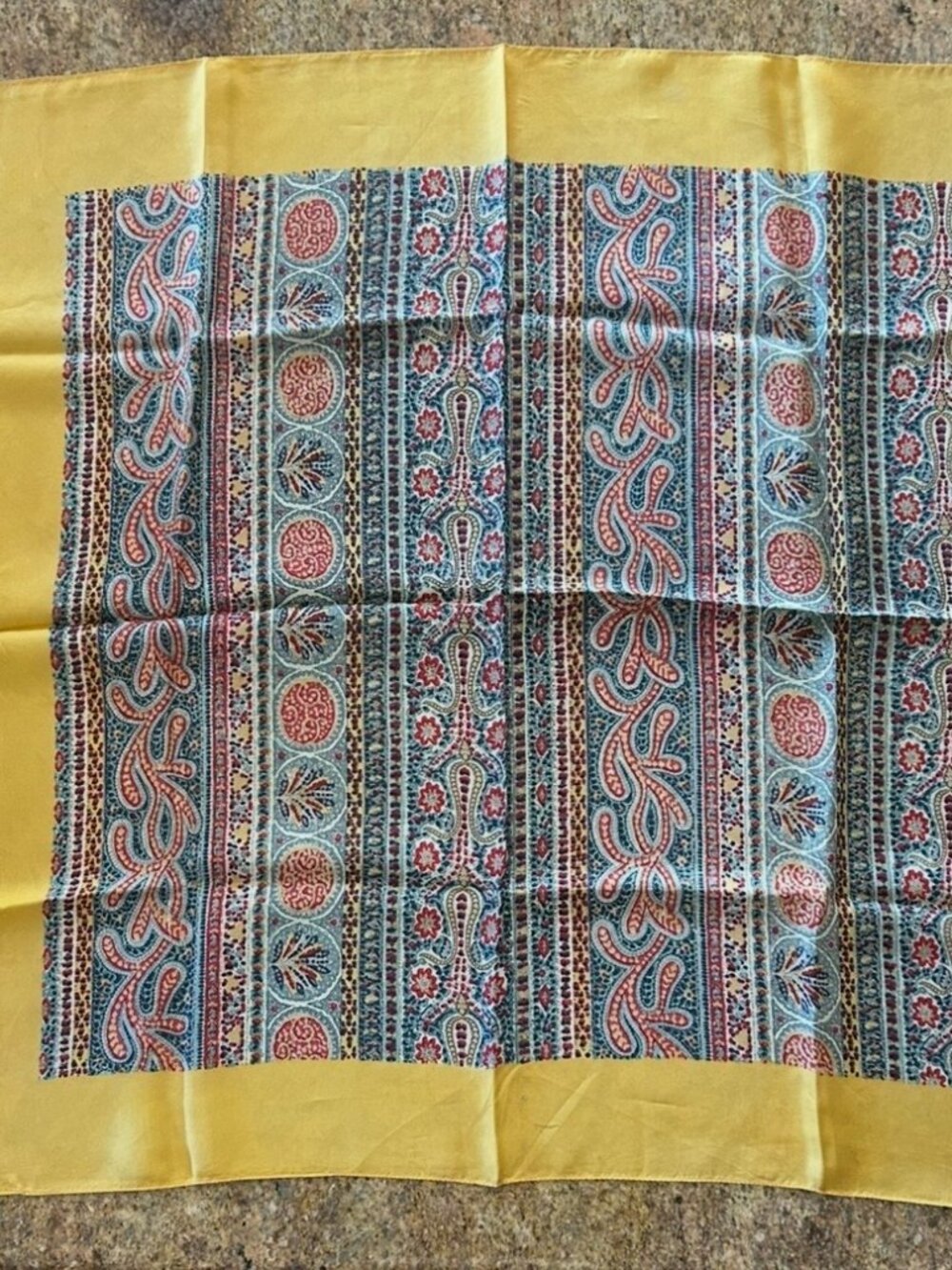 Vintage Liberty of London Yellow Border Silk Scarf Made in England